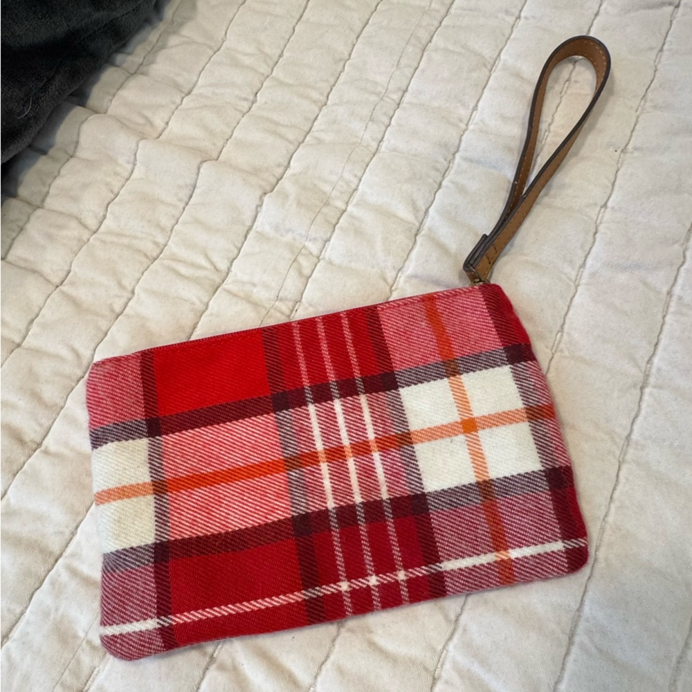 Sonoma Red and White Plaid Wristlet